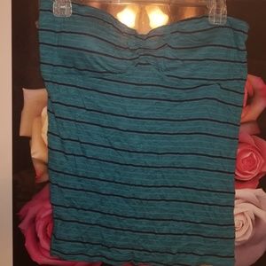 INER Smocked Back Padded Striped Sleevelss Tube X NWT